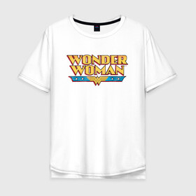 Мужская футболка хлопок Oversize с принтом Wonder Woman Text Logo в Новосибирске, 100% хлопок | свободный крой, круглый ворот, “спинка” длиннее передней части | Тематика изображения на принте: dc | dc comics | diana prince | shtatjl | wonder woman | вандер вуман | вондер вуман | диана принс | супер женщина | чудо женщина