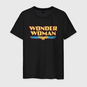 Мужская футболка хлопок с принтом Wonder Woman Text Logo в Новосибирске, 100% хлопок | прямой крой, круглый вырез горловины, длина до линии бедер, слегка спущенное плечо. | dc | dc comics | diana prince | shtatjl | wonder woman | вандер вуман | вондер вуман | диана принс | супер женщина | чудо женщина