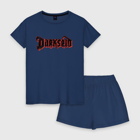 Женская пижама с шортиками хлопок с принтом Darkseid в Новосибирске, 100% хлопок | футболка прямого кроя, шорты свободные с широкой мягкой резинкой | darkseid | dc | dc comics | shtatjl | дарксайд