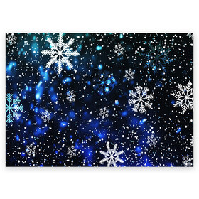 Поздравительная открытка с принтом СНЕЖИНКИ в Новосибирске, 100% бумага | плотность бумаги 280 г/м2, матовая, на обратной стороне линовка и место для марки
 | 2019 | 2020 | background | holiday | new year | rat | snow | гирлянда | год крысы | елка | зима | новый год | праздник | рождество | синий | снег | снежинки | текстура | фон