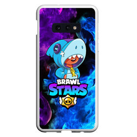 Чехол для Samsung S10E с принтом BRAWL STARS LEON SHARK в Новосибирске, Силикон | Область печати: задняя сторона чехла, без боковых панелей | 8 bit | 8 бит | bibi | brawl stars | bull | coach mike | colt | crow | evil gene | gale | gene | leon | leon shark | max | mecha crow | mortis | mr.p | nani | phoenix | sally leon | sandy | shark | spike | sprout | stars | tara