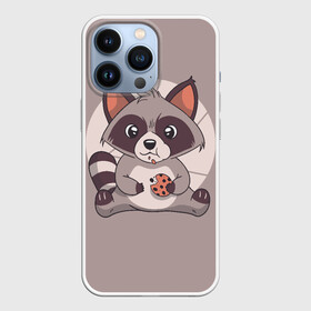 Чехол для iPhone 13 Pro с принтом Енотик с Печенькой в Новосибирске,  |  | cute | racoon | енот | енотик | еноты | печенье | печенька