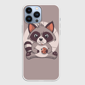Чехол для iPhone 13 Pro Max с принтом Енотик с Печенькой в Новосибирске,  |  | cute | racoon | енот | енотик | еноты | печенье | печенька