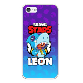 Чехол для iPhone 5/5S матовый с принтом BRAWL STARS LEON SHARK в Новосибирске, Силикон | Область печати: задняя сторона чехла, без боковых панелей | 8 bit | 8 бит | brawl stars | bull | colt | crow | leon | leon shark | shark | stars | акула | берли | ворон | динамайк | кольт | леон | леон акула | нита | спайк | шелли | эль примо