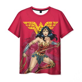 Мужская футболка 3D с принтом Wonder Woman в Новосибирске, 100% полиэфир | прямой крой, круглый вырез горловины, длина до линии бедер | dc | dc comics | diana prince | shtatjl | wonder woman | вандер вуман | вондер вуман | диана принс | супер женщина | чудо женщина