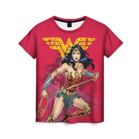 Женская футболка 3D с принтом Wonder Woman в Новосибирске, 100% полиэфир ( синтетическое хлопкоподобное полотно) | прямой крой, круглый вырез горловины, длина до линии бедер | dc | dc comics | diana prince | shtatjl | wonder woman | вандер вуман | вондер вуман | диана принс | супер женщина | чудо женщина