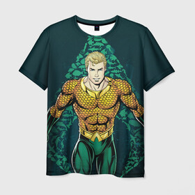Мужская футболка 3D с принтом Aquaman в Новосибирске, 100% полиэфир | прямой крой, круглый вырез горловины, длина до линии бедер | aquaman | arthur curry | dc | dc comics | shtatjl | аквамен | артур карри