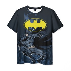 Мужская футболка 3D с принтом Batman в Новосибирске, 100% полиэфир | прямой крой, круглый вырез горловины, длина до линии бедер | Тематика изображения на принте: bat man | batman | batman comics | caped crusader | comics | dark knight | бетмен | брюс уэйн | бэт мен | бэтмен | тёмный рыцарь