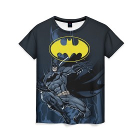 Женская футболка 3D с принтом Batman в Новосибирске, 100% полиэфир ( синтетическое хлопкоподобное полотно) | прямой крой, круглый вырез горловины, длина до линии бедер | bat man | batman | batman comics | caped crusader | comics | dark knight | бетмен | брюс уэйн | бэт мен | бэтмен | тёмный рыцарь