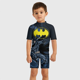 Детский купальный костюм 3D с принтом Batman в Новосибирске, Полиэстер 85%, Спандекс 15% | застежка на молнии на спине | bat man | batman | batman comics | caped crusader | comics | dark knight | бетмен | брюс уэйн | бэт мен | бэтмен | тёмный рыцарь