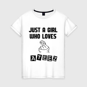 Женская футболка хлопок с принтом ATEEZ в Новосибирске, 100% хлопок | прямой крой, круглый вырез горловины, длина до линии бедер, слегка спущенное плечо | ateez | bts | exo | k pop | kpop | music | twice | бтс | к поп | кпоп | музыка | поп