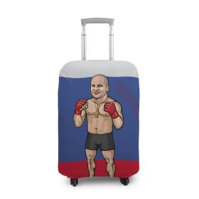Чехол для чемодана 3D с принтом Фёдор Владимирович Емельяненко в Новосибирске, 86% полиэфир, 14% спандекс | двустороннее нанесение принта, прорези для ручек и колес | mma | ufc | боец | бокс | боксер | единоборства | мма | спорт | юфс