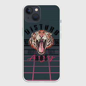 Чехол для iPhone 13 с принтом Злой тигр Angry Tiger в Новосибирске,  |  | 1996 | агрессивный | большая кошка | голова | злой | клыки | кошка | крупная кошка | лев | тигр