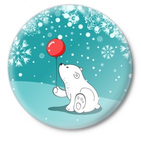 Значок с принтом North bear в Новосибирске,  металл | круглая форма, металлическая застежка в виде булавки | Тематика изображения на принте: happy new year | santa | дед мороз | каникулы | мороз | новогодний свитер | новый год | оливье | праздник | рождество | санта клаус | свитер новогодний | снег | снегурочка | снежинки