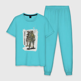 Мужская пижама хлопок с принтом Airsoft team в Новосибирске, 100% хлопок | брюки и футболка прямого кроя, без карманов, на брюках мягкая резинка на поясе и по низу штанин
 | Тематика изображения на принте: airsoft | оружие | снаряжение | страйкбол