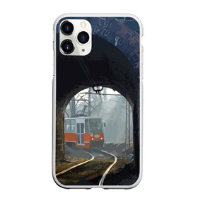 Чехол для iPhone 11 Pro матовый с принтом Трамвай в Новосибирске, Силикон |  | rails | railway | tram | trees | tunnel | деревья | железная дорога | рельсы | тоннель | трамвай