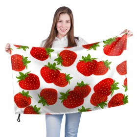 Флаг 3D с принтом Клубника в Новосибирске, 100% полиэстер | плотность ткани — 95 г/м2, размер — 67 х 109 см. Принт наносится с одной стороны | белый | варение | весна | витамин | жара | клубника | клубничка | коктель | красная | лето | микс | польза | помидор | сок | фон | фрукты | ягоды