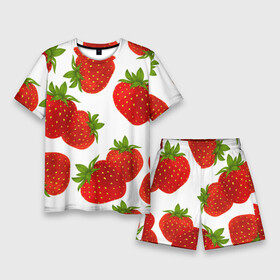 Мужской костюм с шортами 3D с принтом Клубника в Новосибирске,  |  | Тематика изображения на принте: белый | варение | весна | витамин | жара | клубника | клубничка | коктель | красная | лето | микс | польза | помидор | сок | фон | фрукты | ягоды