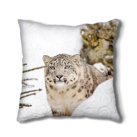 Подушка 3D с принтом Ирбис в Новосибирске, наволочка – 100% полиэстер, наполнитель – холлофайбер (легкий наполнитель, не вызывает аллергию). | состоит из подушки и наволочки. Наволочка на молнии, легко снимается для стирки | Тематика изображения на принте: snow leopard | барс | барсы | животное | животные | звери | зверь | зима | зимы | ирбис | киски | кот | коты | кошачьи | кошка | кошки | мохнатые | мохнатый | пятнистые | пятнистый | снег | снежный