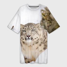 Платье-футболка 3D с принтом Ирбис в Новосибирске,  |  | snow leopard | барс | барсы | животное | животные | звери | зверь | зима | зимы | ирбис | киски | кот | коты | кошачьи | кошка | кошки | мохнатые | мохнатый | пятнистые | пятнистый | снег | снежный