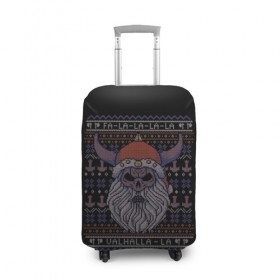 Чехол для чемодана 3D с принтом Vikings Xmas Sweater в Новосибирске, 86% полиэфир, 14% спандекс | двустороннее нанесение принта, прорези для ручек и колес | christmas | king | new | ragnar | skandinavia | snow | snowflakes | valhalla | vikings | xmas | year | вальхалла | викинги | год | король | новый | рагнар | рождество | скандинавия | снег