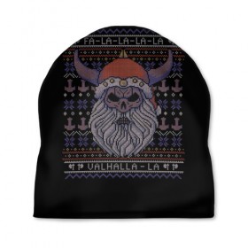 Шапка 3D с принтом Vikings Xmas Sweater в Новосибирске, 100% полиэстер | универсальный размер, печать по всей поверхности изделия | Тематика изображения на принте: christmas | king | new | ragnar | skandinavia | snow | snowflakes | valhalla | vikings | xmas | year | вальхалла | викинги | год | король | новый | рагнар | рождество | скандинавия | снег