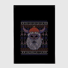 Постер с принтом Vikings Xmas Sweater в Новосибирске, 100% бумага
 | бумага, плотность 150 мг. Матовая, но за счет высокого коэффициента гладкости имеет небольшой блеск и дает на свету блики, но в отличии от глянцевой бумаги не покрыта лаком | christmas | king | new | ragnar | skandinavia | snow | snowflakes | valhalla | vikings | xmas | year | вальхалла | викинги | год | король | новый | рагнар | рождество | скандинавия | снег