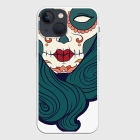 Чехол для iPhone 13 mini с принтом Мексиканский сахарный череп в Новосибирске,  |  | day of the dead | dia de los muertos | gothic | halloween | skull | sugar skull | готика | день мертвых | женский череп | мексиканский череп | мистика | подарок | сахарный череп | хэллоуин