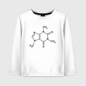 Детский лонгслив хлопок с принтом Кофеин в Новосибирске, 100% хлопок | круглый вырез горловины, полуприлегающий силуэт, длина до линии бедер | cofe | coffe | coffee | кофе | кофеин
