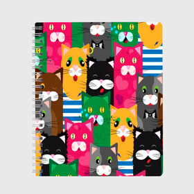 Тетрадь с принтом Голодные котики в Новосибирске, 100% бумага | 48 листов, плотность листов — 60 г/м2, плотность картонной обложки — 250 г/м2. Листы скреплены сбоку удобной пружинной спиралью. Уголки страниц и обложки скругленные. Цвет линий — светло-серый
 | Тематика изображения на принте: pattern | голодные котики | котики | коты | котята | паттерн