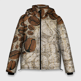 Мужская зимняя куртка 3D с принтом Кофейные зёрна (вышивка) в Новосибирске, верх — 100% полиэстер; подкладка — 100% полиэстер; утеплитель — 100% полиэстер | длина ниже бедра, свободный силуэт Оверсайз. Есть воротник-стойка, отстегивающийся капюшон и ветрозащитная планка. 

Боковые карманы с листочкой на кнопках и внутренний карман на молнии. | brown | coffee | coffee beans | drink. | embroidery | grains | вышивка | зёрна | коричневый | кофе | кофейные зёрна | напитки | напиток