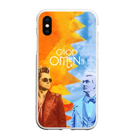 Чехол для iPhone XS Max матовый с принтом Good Omens в Новосибирске, Силикон | Область печати: задняя сторона чехла, без боковых панелей | aziraphale | crowley | david | demon | good | omens | pratchett | tennant | terry | азирафаэль | ангел | благие | демон | дэвид | знамения | кроули | майкл шин | пратчетт | теннант | терри