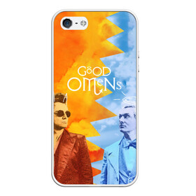 Чехол для iPhone 5/5S матовый с принтом Good Omens в Новосибирске, Силикон | Область печати: задняя сторона чехла, без боковых панелей | aziraphale | crowley | david | demon | good | omens | pratchett | tennant | terry | азирафаэль | ангел | благие | демон | дэвид | знамения | кроули | майкл шин | пратчетт | теннант | терри