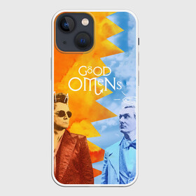 Чехол для iPhone 13 mini с принтом Good Omens в Новосибирске,  |  | aziraphale | crowley | david | demon | good | omens | pratchett | tennant | terry | азирафаэль | ангел | благие | демон | дэвид | знамения | кроули | майкл шин | пратчетт | теннант | терри