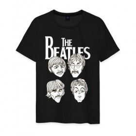 Мужская футболка хлопок с принтом The Beatles team в Новосибирске, 100% хлопок | прямой крой, круглый вырез горловины, длина до линии бедер, слегка спущенное плечо. | beatles | rock | the beatles | битлз | битлс | музыка | рок