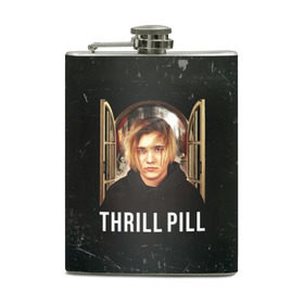 Фляга с принтом THRILL PILL - Грустная Песня в Новосибирске, металлический корпус | емкость 0,22 л, размер 125 х 94 мм. Виниловая наклейка запечатывается полностью | fuelle | logo | music | noir | pil | pill | rap | raper | symbol | thril | thrill | tril | trill | дамб | лого | музыка | пил | пилл | рэп | рэппер | сам | символ | трил | трилл | тхрил | тхрилл | фотографии | щит