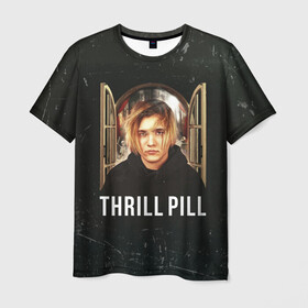 Мужская футболка 3D с принтом THRILL PILL - Грустная Песня в Новосибирске, 100% полиэфир | прямой крой, круглый вырез горловины, длина до линии бедер | Тематика изображения на принте: fuelle | logo | music | noir | pil | pill | rap | raper | symbol | thril | thrill | tril | trill | дамб | лого | музыка | пил | пилл | рэп | рэппер | сам | символ | трил | трилл | тхрил | тхрилл | фотографии | щит