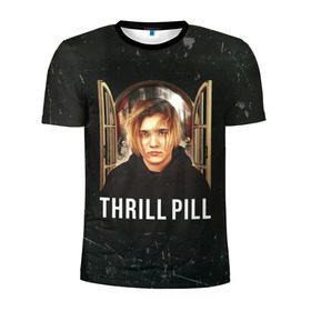 Мужская футболка 3D спортивная с принтом THRILL PILL - Грустная Песня в Новосибирске, 100% полиэстер с улучшенными характеристиками | приталенный силуэт, круглая горловина, широкие плечи, сужается к линии бедра | fuelle | logo | music | noir | pil | pill | rap | raper | symbol | thril | thrill | tril | trill | дамб | лого | музыка | пил | пилл | рэп | рэппер | сам | символ | трил | трилл | тхрил | тхрилл | фотографии | щит