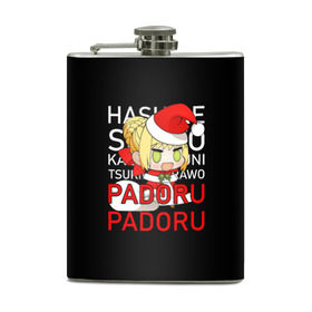 Фляга с принтом Padoru Padoru в Новосибирске, металлический корпус | емкость 0,22 л, размер 125 х 94 мм. Виниловая наклейка запечатывается полностью | hashire sori yo | padoru