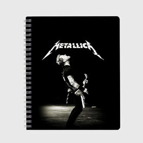 Тетрадь с принтом Metallica в Новосибирске, 100% бумага | 48 листов, плотность листов — 60 г/м2, плотность картонной обложки — 250 г/м2. Листы скреплены сбоку удобной пружинной спиралью. Уголки страниц и обложки скругленные. Цвет линий — светло-серый
 | heavy metal | metal | metallica | гитара | группы | метал | металлика | музыка | рок | трэш метал | хєви метал