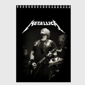 Скетчбук с принтом Metallica в Новосибирске, 100% бумага
 | 48 листов, плотность листов — 100 г/м2, плотность картонной обложки — 250 г/м2. Листы скреплены сверху удобной пружинной спиралью | heavy metal | metal | metallica | гитара | группы | метал | металлика | музыка | рок | трэш метал | хєви метал
