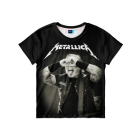 Детская футболка 3D с принтом Metallica в Новосибирске, 100% гипоаллергенный полиэфир | прямой крой, круглый вырез горловины, длина до линии бедер, чуть спущенное плечо, ткань немного тянется | heavy metal | metal | metallica | гитара | группы | метал | металлика | музыка | рок | трэш метал | хєви метал