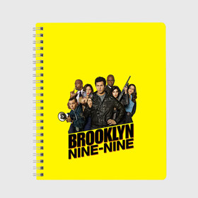 Тетрадь с принтом Brooklyn Nine-Nine в Новосибирске, 100% бумага | 48 листов, плотность листов — 60 г/м2, плотность картонной обложки — 250 г/м2. Листы скреплены сбоку удобной пружинной спиралью. Уголки страниц и обложки скругленные. Цвет линий — светло-серый
 | Тематика изображения на принте: 9 9 | 99 | andy | beatriz | brooklyn | detective | diaz | jake | nine nine | peralta | rosa | samberg | stephanie | беатрис | бруклин | детектив | джейк | перальта | роза | стефани | сэмберг | энди