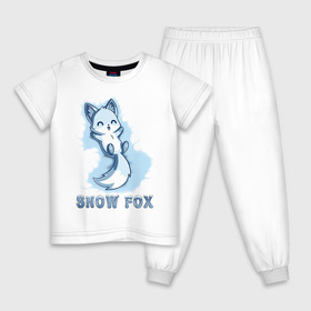 Детская пижама хлопок с принтом Snow fox в Новосибирске, 100% хлопок |  брюки и футболка прямого кроя, без карманов, на брюках мягкая резинка на поясе и по низу штанин
 | fox | snow | лис | лиса | лисёнок | лисичка | снег