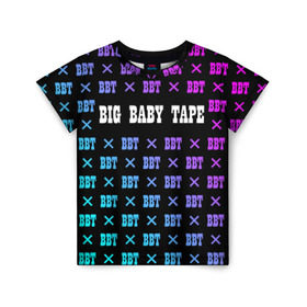 Детская футболка 3D с принтом BIG BABY TAPE в Новосибирске, 100% гипоаллергенный полиэфир | прямой крой, круглый вырез горловины, длина до линии бедер, чуть спущенное плечо, ткань немного тянется | baby | bbt | big | dragonborn | dragons | gimme | logo | lost | luv | rap | raper | symbol | tape | the | trap | взял | дракон | драконы | лого | русский | рэп | рэппер | символ | твою