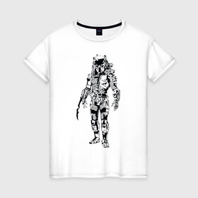 Женская футболка хлопок с принтом Predator в Новосибирске, 100% хлопок | прямой крой, круглый вырез горловины, длина до линии бедер, слегка спущенное плечо | alien | predator | хищник | чужой
