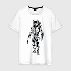 Мужская футболка хлопок с принтом Predator в Новосибирске, 100% хлопок | прямой крой, круглый вырез горловины, длина до линии бедер, слегка спущенное плечо. | Тематика изображения на принте: alien | predator | хищник | чужой