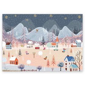 Поздравительная открытка с принтом Новогодние каникулы в Новосибирске, 100% бумага | плотность бумаги 280 г/м2, матовая, на обратной стороне линовка и место для марки
 | 2020 | елка | елки | елочные игрушки | зима | зимняя | игрушки | мороз | новогодняя | новый год | новый год 2020 | рождество | рябина | снег | холод