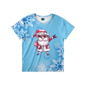 Детская футболка 3D с принтом Дед Мороз в Новосибирске, 100% гипоаллергенный полиэфир | прямой крой, круглый вырез горловины, длина до линии бедер, чуть спущенное плечо, ткань немного тянется | в подарок | дед мороз | зима | новогодние | новый год | подарок | рождество | с новым годом | снег | снежинки