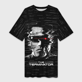 Платье-футболка 3D с принтом The Terminator в Новосибирске,  |  | arnold | connor | john | robot | schwarzenegger | skynet | t 800 | terminator | арнольд | джон | коннор | ликвидатор | небесная | робот | сеть | скайнет | терминатор | шварценеггер